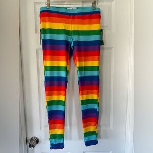 Tipsy Elves Rainbow Stripe Leggings Size Medium NWT